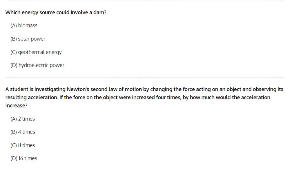 Der Test fragt vor allem Wissen der Naturwissenschaften ab. In machen Fragen muss die KI jedoch auch logische Schl&uuml;sse ziehen. Bild: AI2