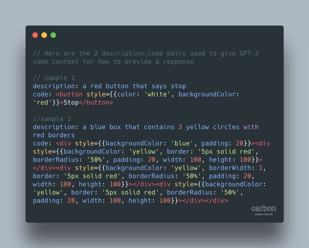 Diktieren statt programmieren: Entwickler Sharif Shameem macht sich die schnelle Auffassungsgabe von OpenAIs Sprach-KI GPT-3 zunutze und bringt ihr mit zwei Beispielen rudiment&auml;re Web-Entwicklung bei.