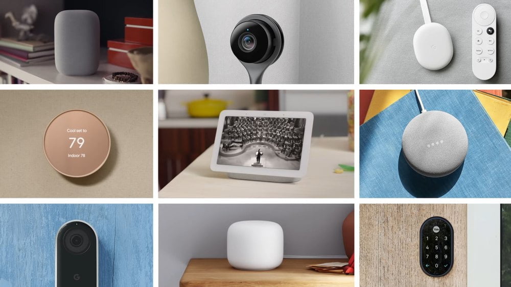 Das Google Nest Hub 2 Smart-Display und weitere smarte Geräte.