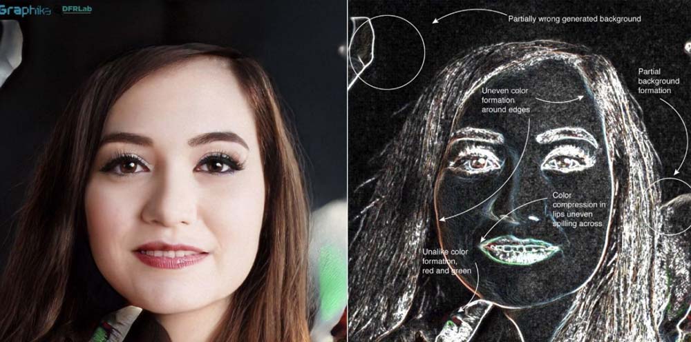 Noch lassen sich Deepfake-Porträts recht einfach an offensichtlichen Bildfehlern entlarven. Allerdings wird die Technik rasant besser. Bild: Graphika