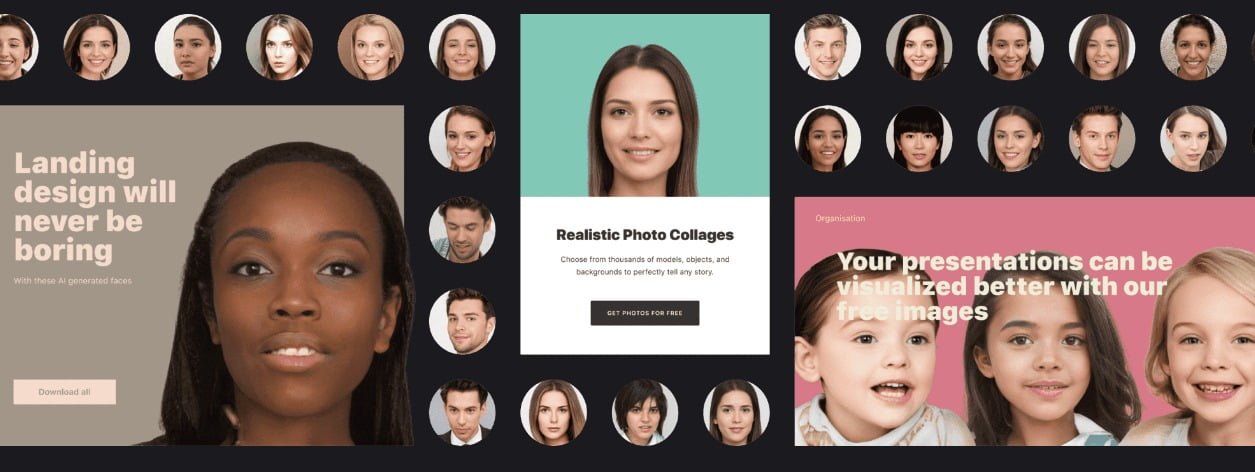 Der Menschbaukasten f&uuml;r Webseiten und Werbekampagnen. Bild: Generated Photos / Screenshot der Webseite
