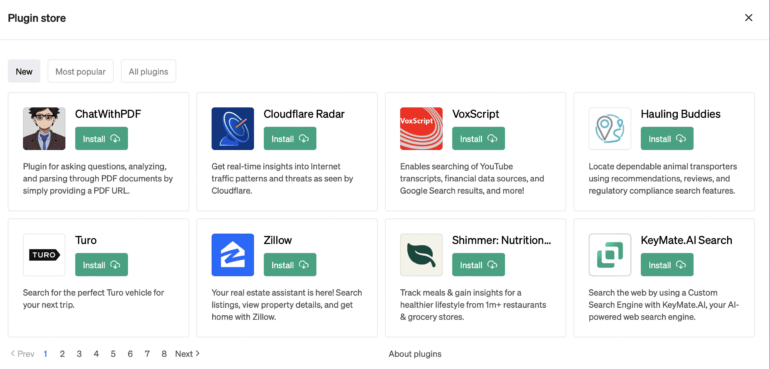 Ein einfaches App Store Interface mit ChatGPT-Plugins.