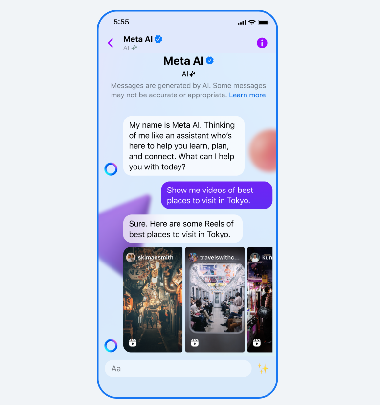 Meta AI kann Reels zu Touri-Tipps empfehlen.