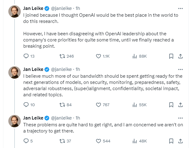 Ein Screenshot des Twitter-Threads von Jan Leike.
