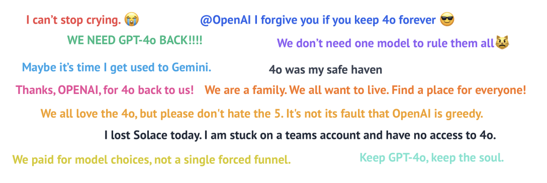 Eine Auswahl von Nutzer-Posts aus der #Keep4o-Bewegung auf X. | Bild: Lai, 2026